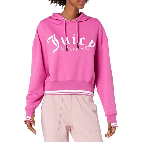 Juicy Couture Sweaters - Juicy Couture Pink Crop Athleisure Pullover Hoodie Size XL